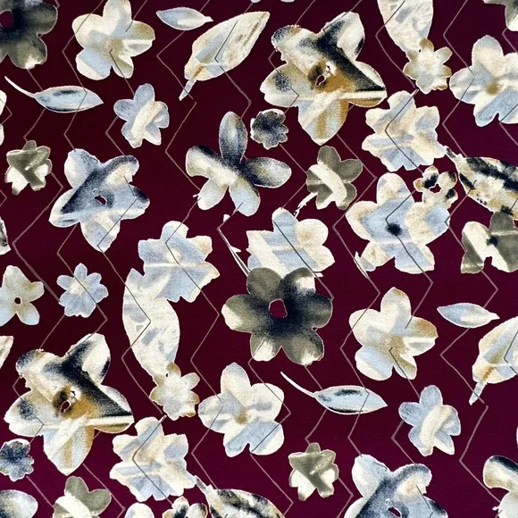 Vtg Tickets Clothing Y2K Women M Sleeveless Floral Print Burgundy Shift Dress - Picture 4 of 8